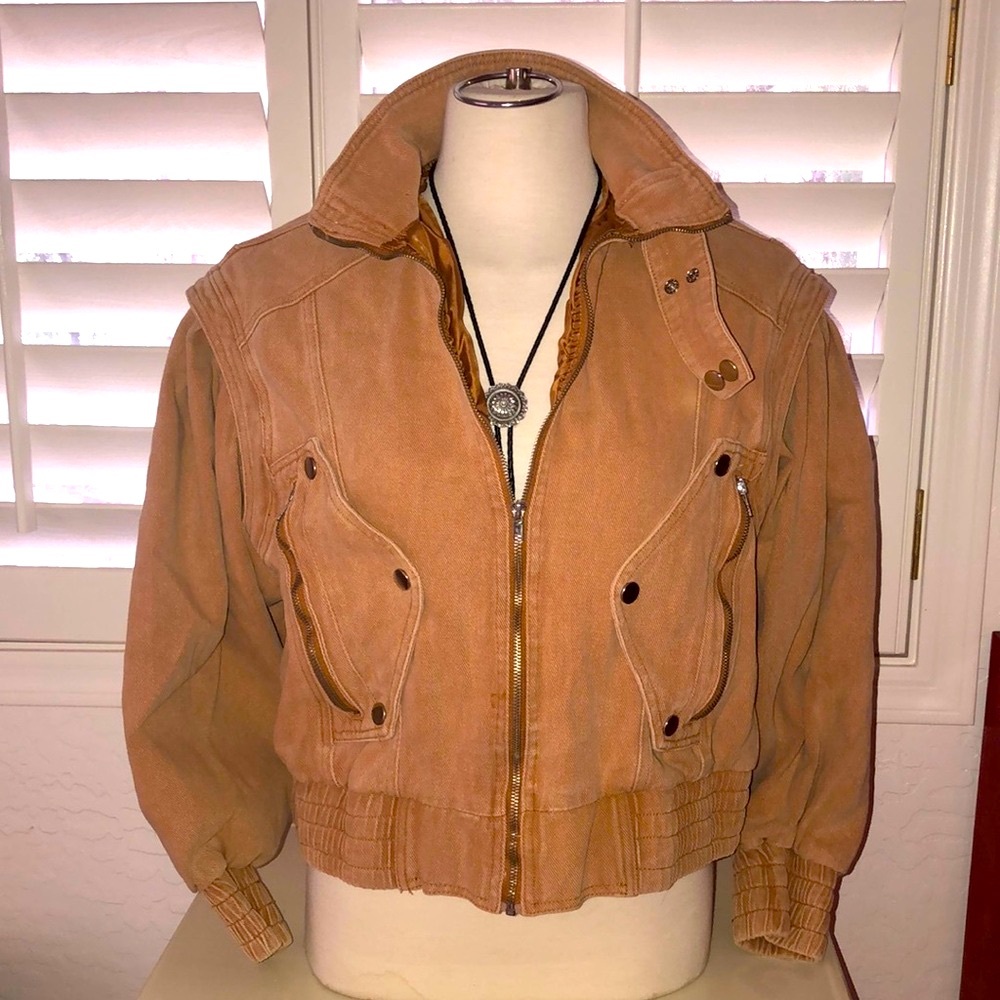 NWT Fashion Nova Bomber Jacket Sz Med Tan Cotton